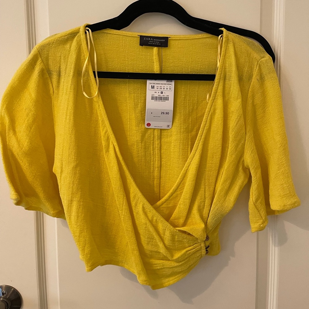 Zara yellow crossed top